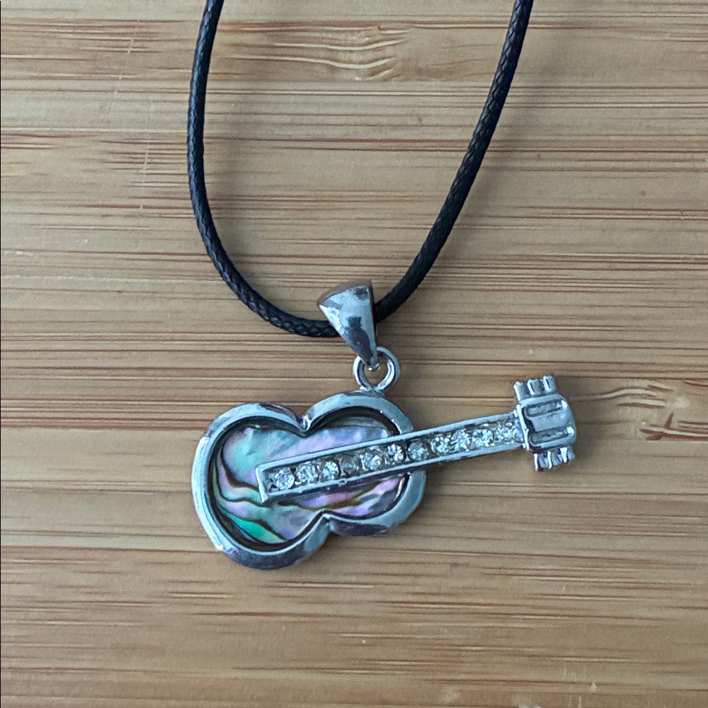 Silver Guitar Pendant Necklace